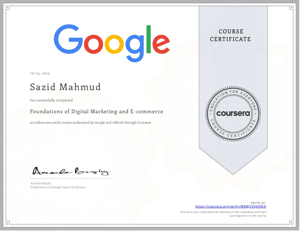 Coursera foundations of digital marketing e-commerce